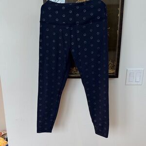 Navy Blue Leggings with Smiley Face Pattern